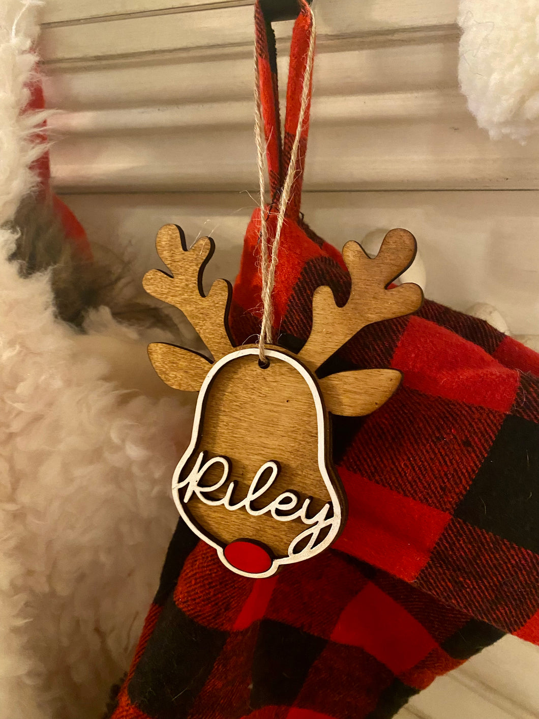 Personalized Reindeer Stocking Tags / Ornaments