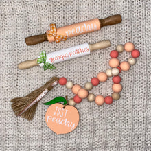 Load image into Gallery viewer, Peach Mini Rolling Pins &amp; Wood Bead Garland
