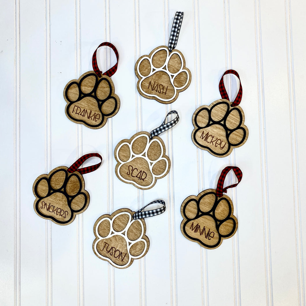 Dog Paw Print Christmas Ornament