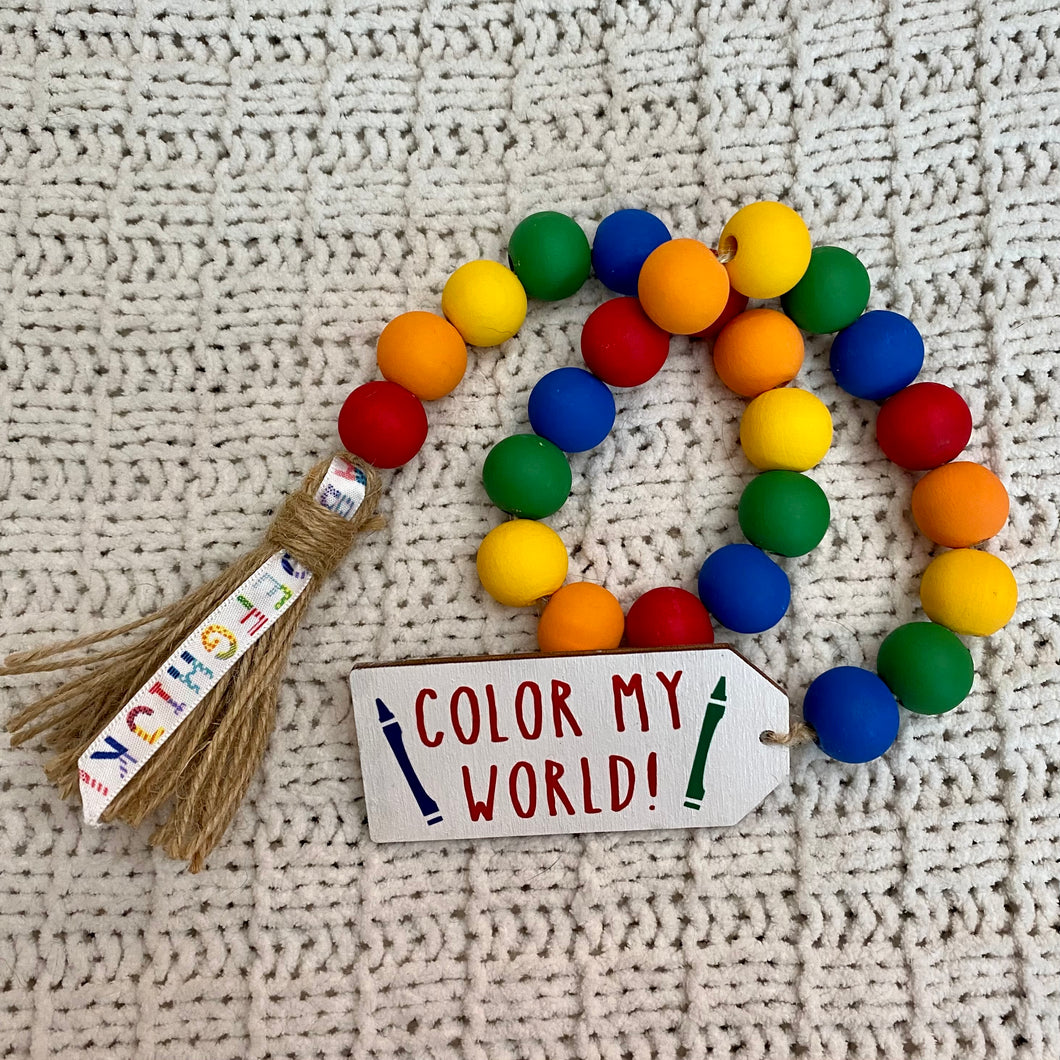 Teacher’s Gift | Crayon Wood Bead Garland