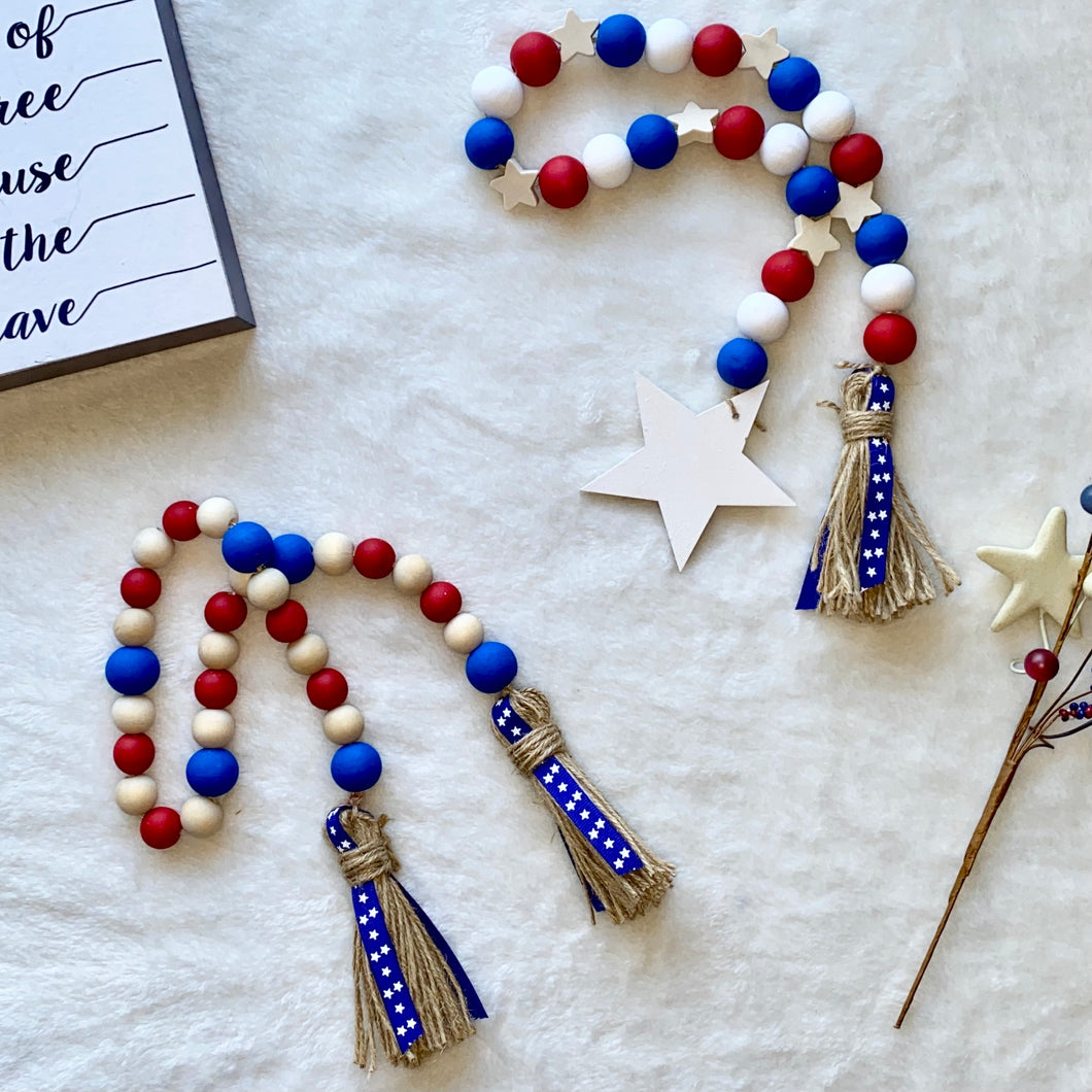 Patriotic Wood Bead Garland