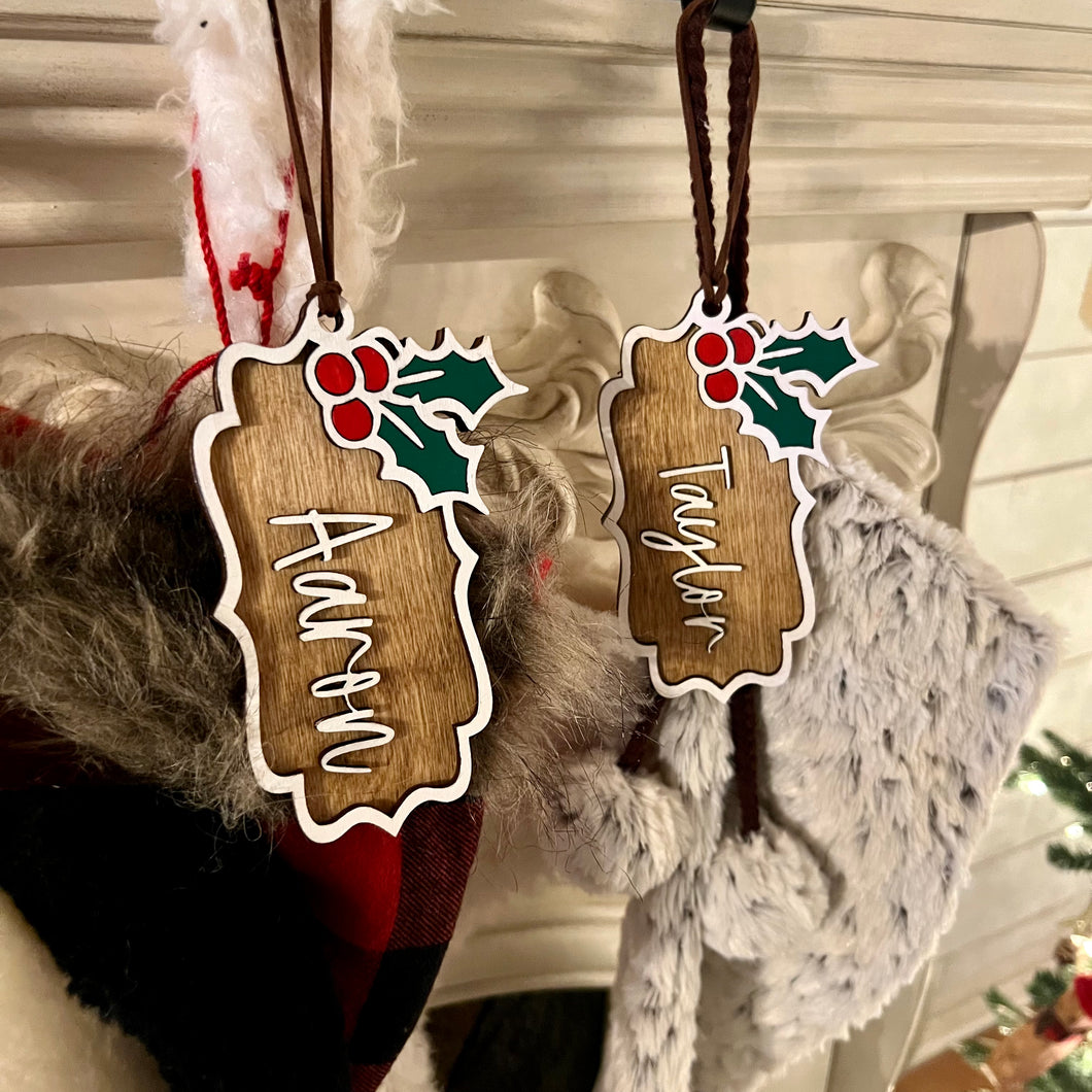 Mistletoe Christmas Stocking Tags & Ornaments