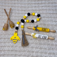 Load image into Gallery viewer, Bumblebee Honey Dippers, Mini Rolling Pins &amp; Wood Bead Garland
